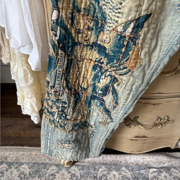 Nwt not washed or worn Magnolia pearl Artistic Patchwork Women Jeans - Picture 2 of 8